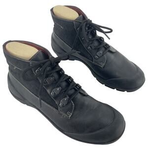 Coach Dyanne Black Leather Jacquard Rain Booties Women’s Size 8.5 Preowned
